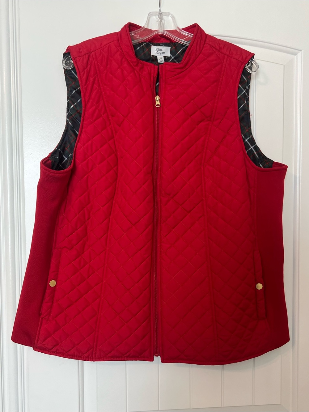 Kim Rogers Bright Red Quilted Zip-Front Vest